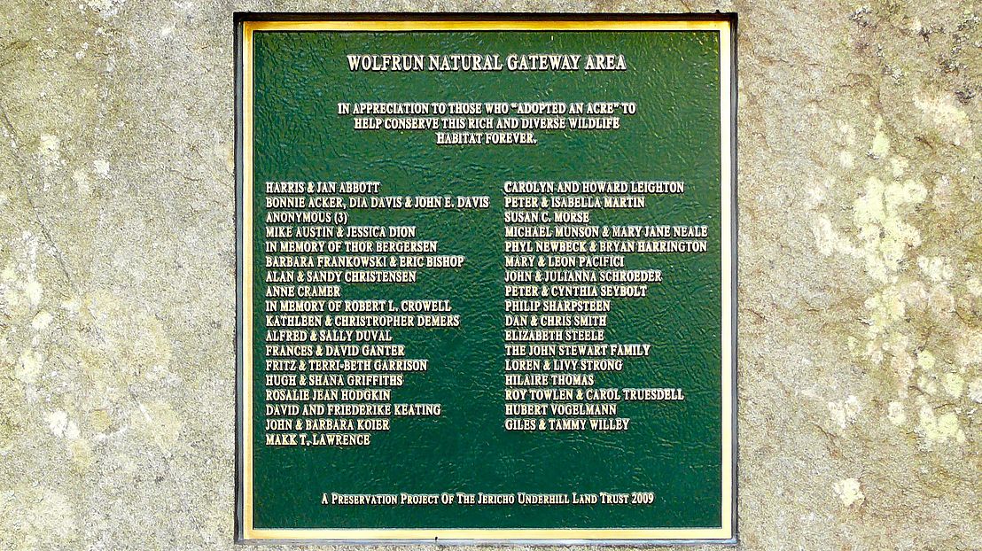 Plaque at Wolfrun Natural Gateway